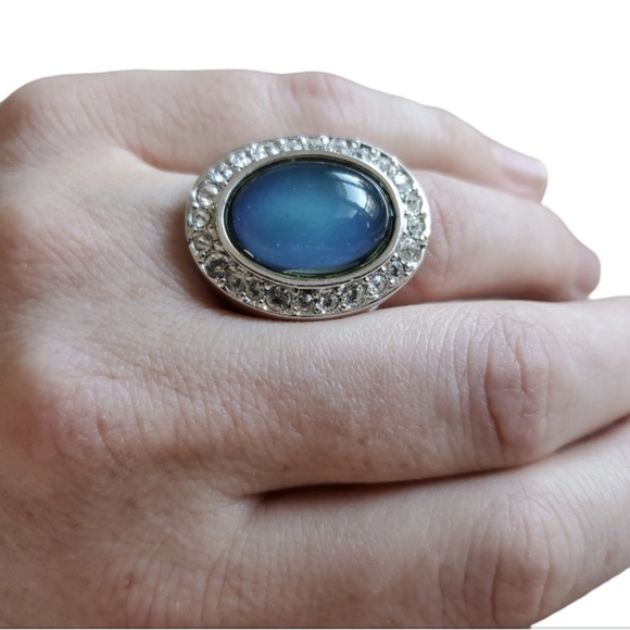 Saint John Silver Jeweled Mood Ring - Changes Between Yellow, Green, and Blue - Picture 4 of 11